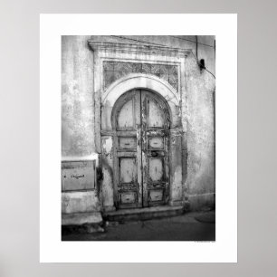 Oude deur in Tripoli (B&W) Poster