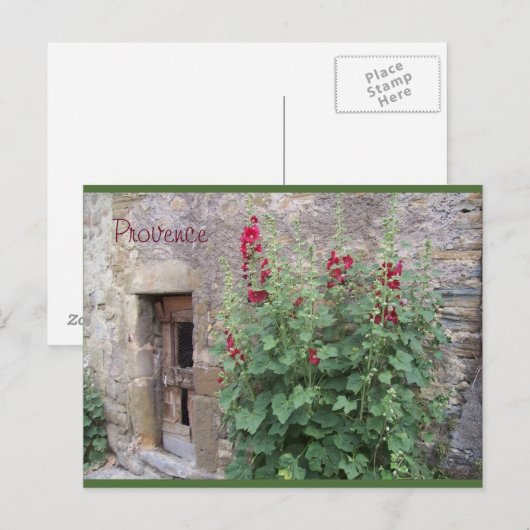 Oude deur met rode honeysuccle, het briefkaart van (Voorkant / Achterkant)