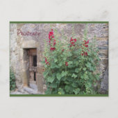 Oude deur met rode honeysuccle, het briefkaart van (Voorkant)