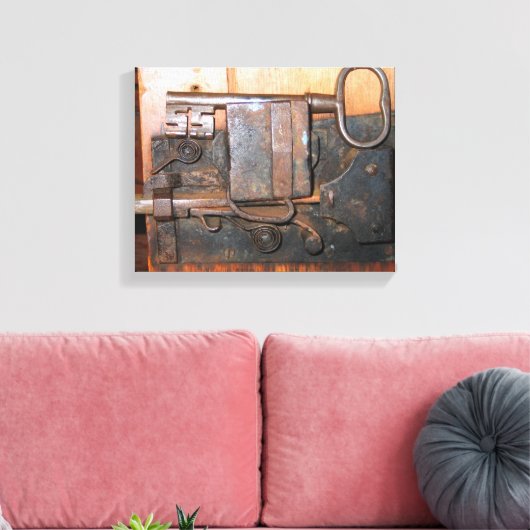 Oude Deurslot en Key Wrapped Canvas (Insitu (Woonkamer))