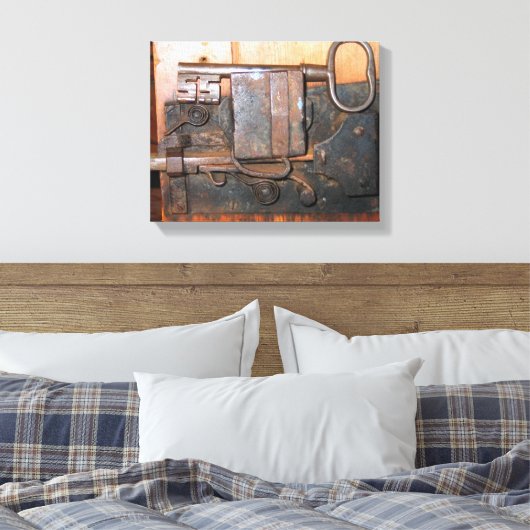 Oude Deurslot en Key Wrapped Canvas (Insitu (Slaapkamer))