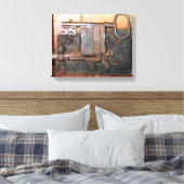 Oude Deurslot en Key Wrapped Canvas Afdruk (Insitu (Slaapkamer))