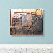 Oude Deurslot en Key Wrapped Canvas Afdruk (Insitu (Houten vloer))