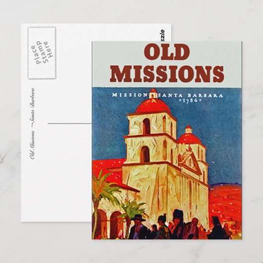 Oude dienstreizen ~ Santa Barbara Briefkaart (Voorkant / Achterkant)