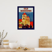 Oude dienstreizen Santa Barbara Poster (Keuken)