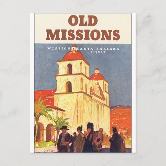 Oude dienstreizen Santa Barbara Vintage Poster Briefkaart (Voorkant)