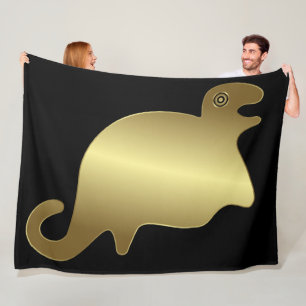 Oude dieren - goudzegel fleece deken