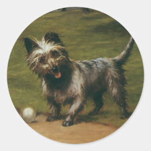 Oude dieren Honden, Schattige Schotse Terriër Pupp Ronde Sticker
