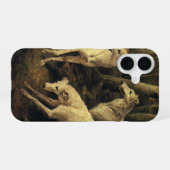 Oude dieren, jachthonden in het bos iPhone 16 hoesje (Achterkant horizontaal)