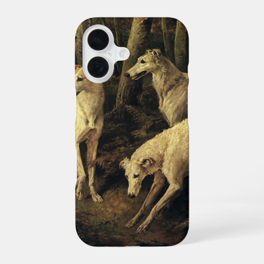 Oude dieren, jachthonden in het bos iPhone 16 hoesje (Achterkant)