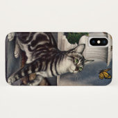 Oude dieren, knuffelbare catachtige kat en vlinder Case-Mate iPhone case (Achterkant (horizontaal))