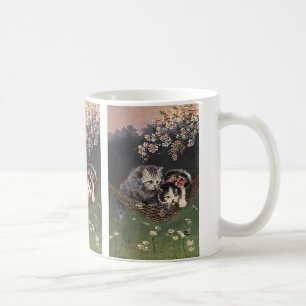 Oude Dieren, Lapjeskat of Kittens in een Hangmat Koffiemok