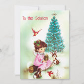 Oude Dieren uit het Woud en Kerstkind Feestdagenkaart (Voorkant)