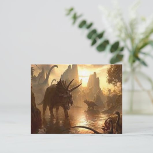 oude dinosaurus briefkaart (Staand voorkant)