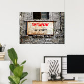 Oude Dirty Sign on Abandoned Building  Poster (Thuiskantoor)