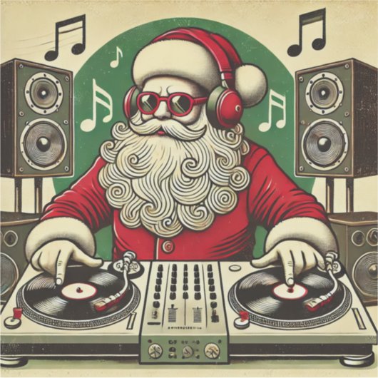 Oude-DJ-Kerstman  Sticker (Voorkant)