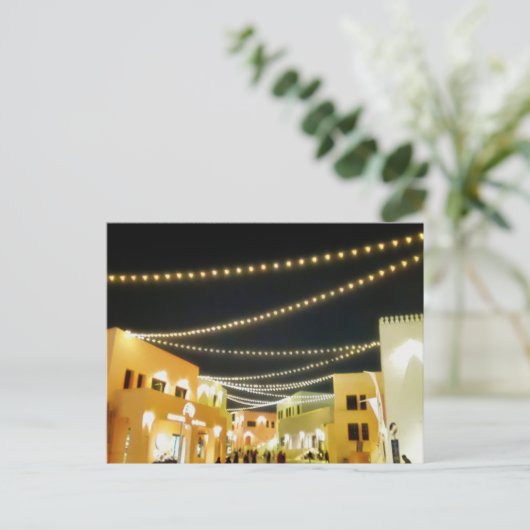 Oude Doha-haven 's nachts Briefkaart (Staand voorkant)