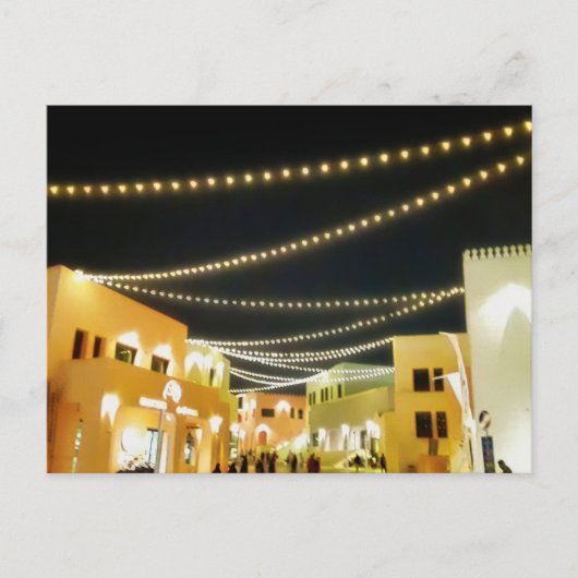 Oude Doha-haven 's nachts Briefkaart (Voorkant)