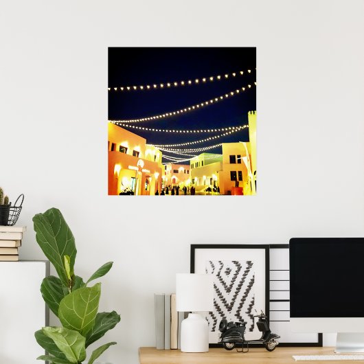 Oude Doha-haven 's nachts Poster (Thuiskantoor)