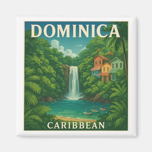 Oude Dominica Caraïben Reisposter Magneet (Voorkant)