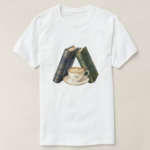 Oude donkere academische boeken met gezellige latt t-shirt