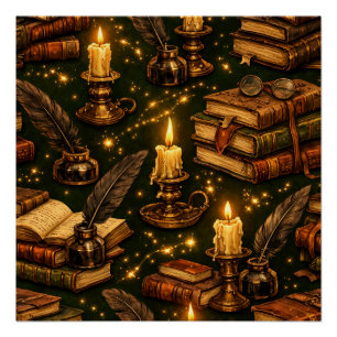 Oude donkere academische magische boeken  perfect poster