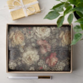 Oude donkere bloemige pioen- en roosdecoupage tissuepapier (Geschenk)