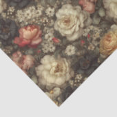 Oude donkere bloemige pioen- en roosdecoupage tissuepapier (Detail)