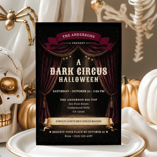 Oude donkere circus Halloween-feest Kaart