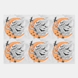 Oude donkere gotische flamingo skelet Halloween Inpakpapier Vel