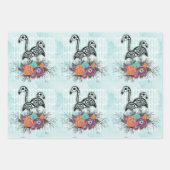 Oude donkere gotische flamingo skelet Halloween Inpakpapier Vel (Voorkant)