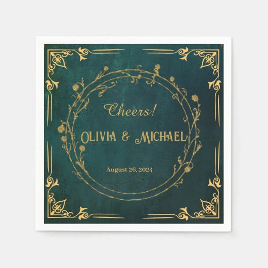 Oude donkergroene kleur  servet (Voorkant)