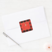 Oude donkerrode babyshower servetten vierkante sticker (Envelop)
