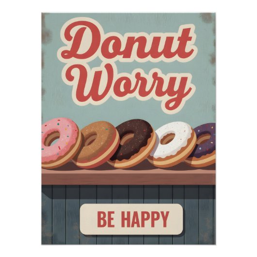 Oude Donut Poster – Retro Dessert Muurkunst (Voorkant)