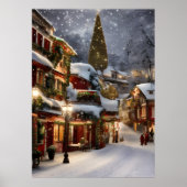 Oude dorpje in wintersneeuw Kerstmis Poster (Voorkant)