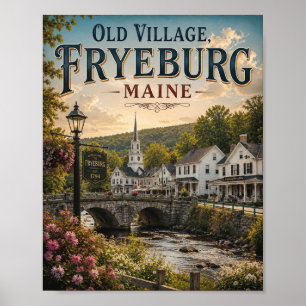 Oude dorps Fryeburg Maine Vintage Main Street Pos Poster
