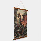 Oude Draak in Bos Hangend Wandkleed (Gebogen)