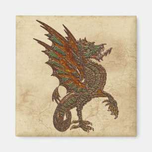 Oude Draak van de Wereld over het effect van het Magneet