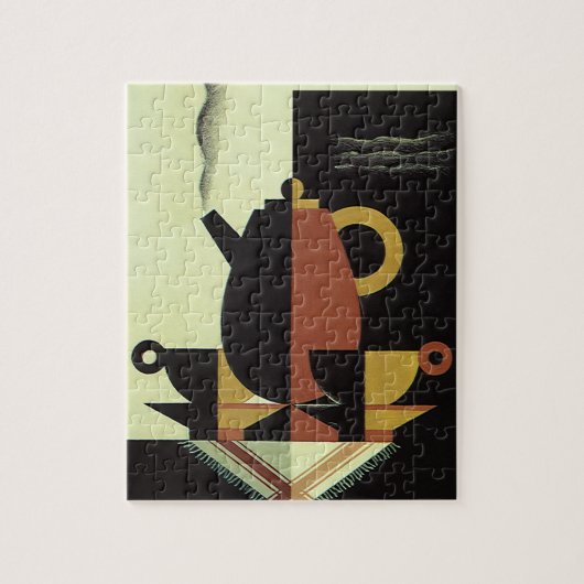 Oude dranken drankjes koffiepot met kopjes legpuzzel (Verticaal)