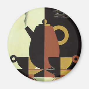 Oude dranken drankjes koffiepot met kopjes magneet