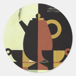 Oude drankjes dranken koffiepot met kopjes ronde sticker