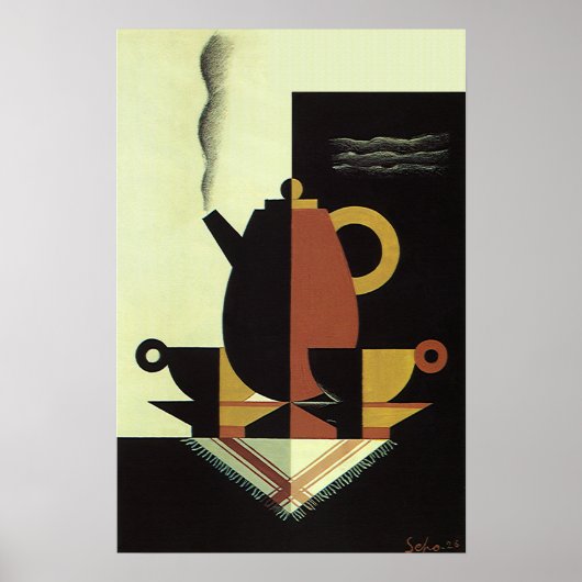 Oude drankjes drankjes koffiepot met kopjes poster (Voorkant)