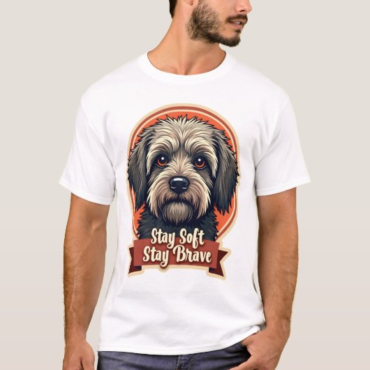 Oude droevige hond retro reddingsstijl shirt ontwe (Voorkant)
