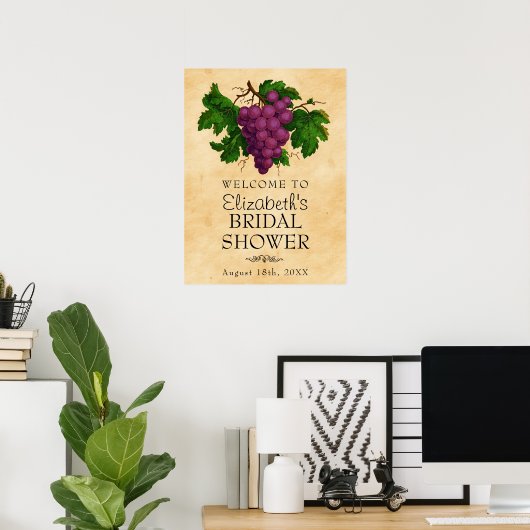 Oude Druiven Bruiloft Bruidsfeest Verwelkoming Poster (Thuiskantoor)