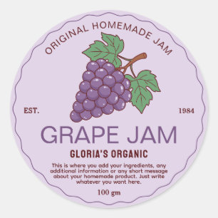 Oude Druivenjam Thuisgemaakt Product Ronde Sticker