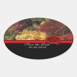 OUDE DRUIVENWIJNBELASTINGPARTIJ, RODE WASSEAL OVALE STICKER