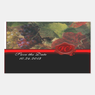 OUDE DRUIVENWIJNBELASTINGPARTIJ, RODE WASSEAL RECHTHOEKIGE STICKER