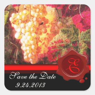 OUDE DRUIVENWIJNBELASTINGPARTIJ, RODE WASSEAL VIERKANTE STICKER