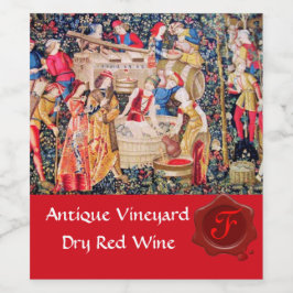 OUDE DRUIVENWIJNGAARD OOGST RODE WAS ZEGEL MONOGRA WIJN ETIKET