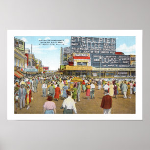 Oude druk van de pier op de promenade van Atlantic Poster